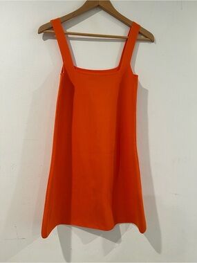 ZARA Sleeveless Square-Neck Orange Shift Dress S